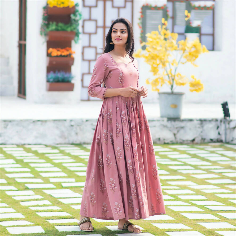 Partywear Designer Digital Printed Gajri Pure Maslin Gown - Anbazaar - Distacart