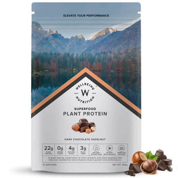 Wellbeing Nutrition Superfood Plant Protein-Dark Chocolate Hazelnut - Distacart