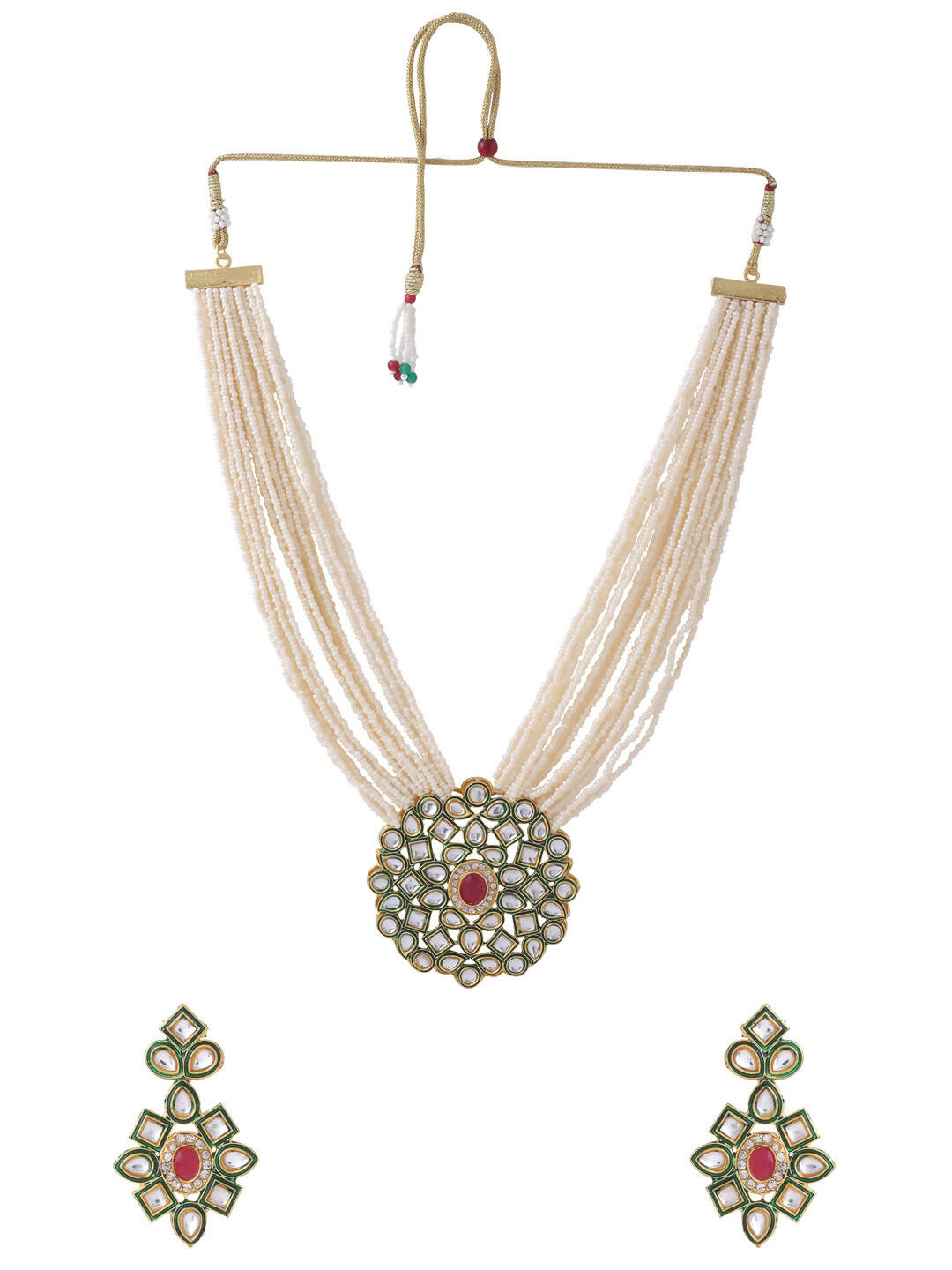 NVR Women Gold-Plated Kundan Studded Jewellery Set - Distacart