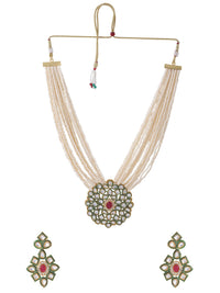 Thumbnail for NVR Women Gold-Plated Kundan Studded Jewellery Set - Distacart
