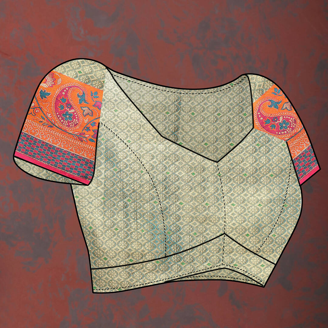 Lorenvalley Fashion Peach Kanjivaram Silk Woven Design with Zari Weaving Saree - Distacart