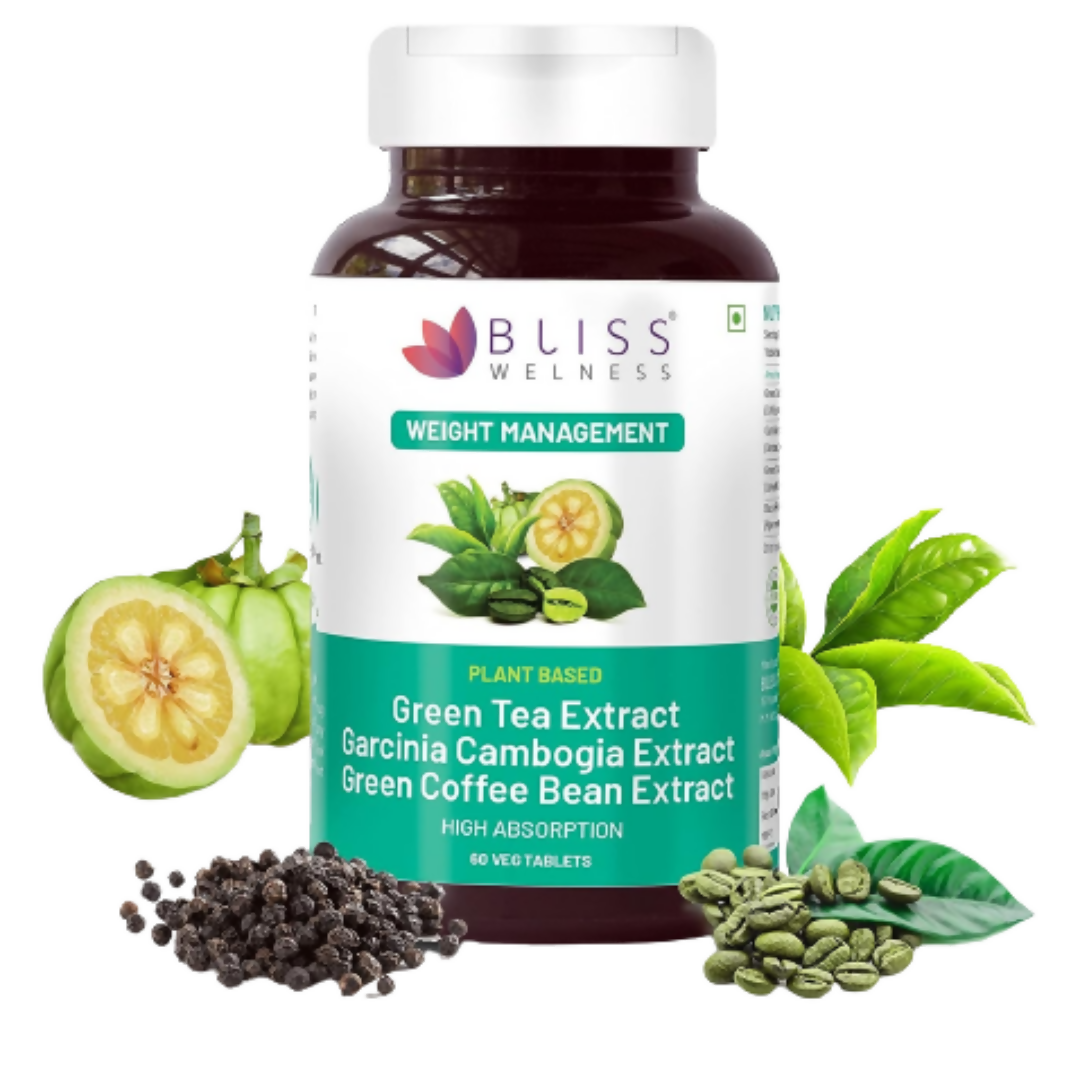 Bliss Welness Green Tea + Garcinia + Green Coffee Bean Extract Tablets - Distacart