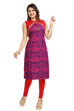 Thumbnail for Snehal Creations Pure Purple Jacket Style Printed Sleeveless Kurti For Daily Wear - Distacart