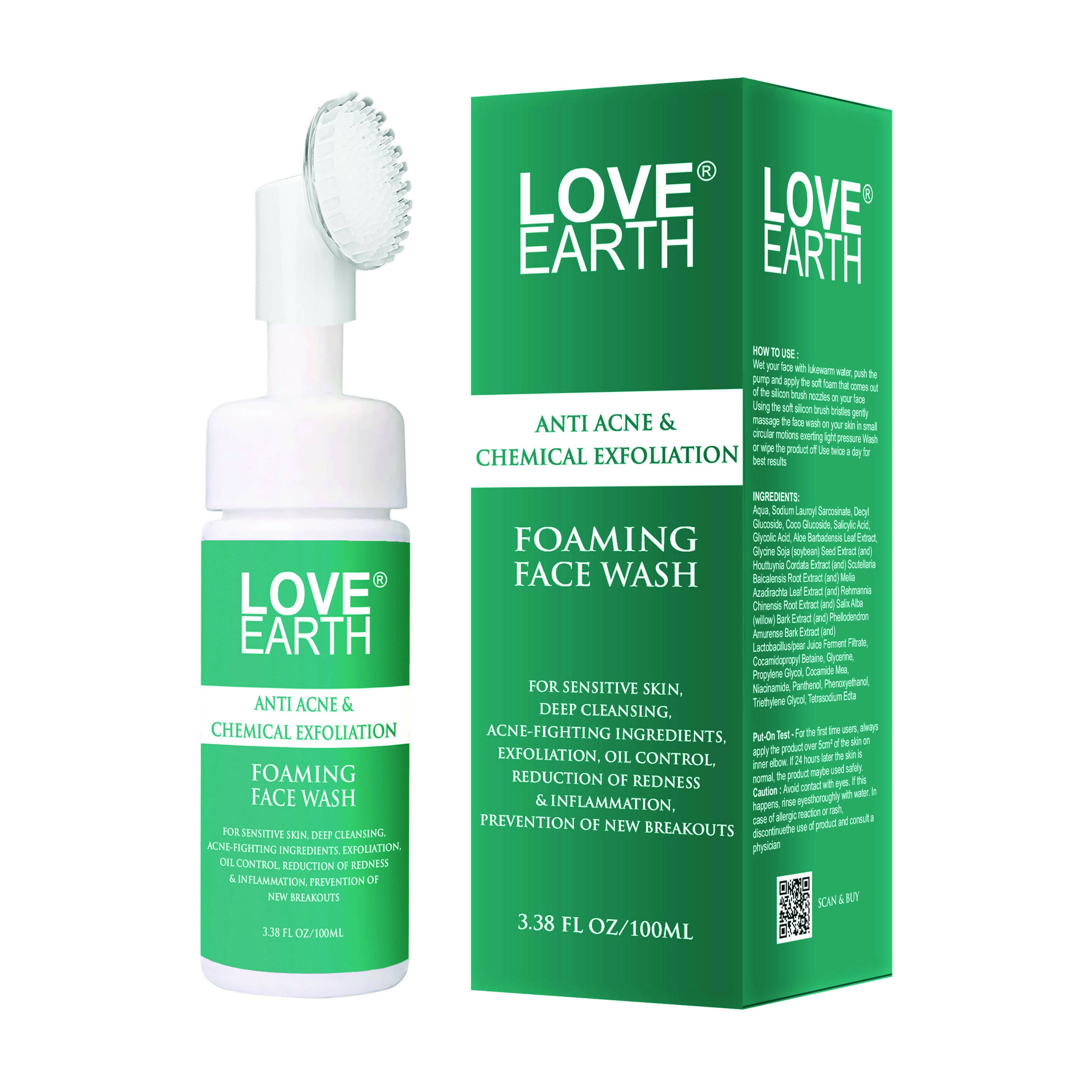 Love Earth Anti Acne & Chemical Exfoliation Foaming Face Wash - Distacart