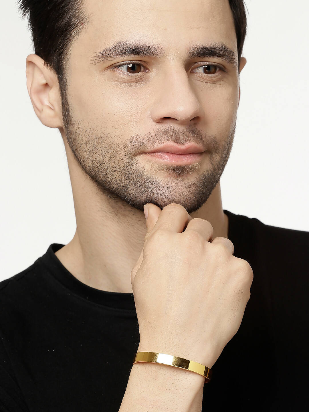 NVR Men Gold Stainless Steel Cuff Bracelet - Distacart