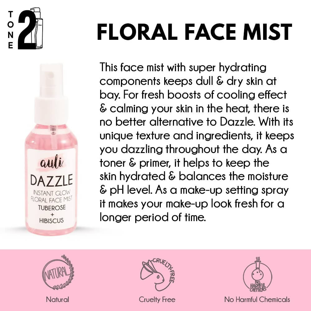 Auli Dazzle Instant Glow Floral Face Toner and Mist - Distacart