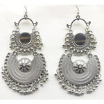 Thumbnail for Double Silver Color Chandbali Modern Design Earrings