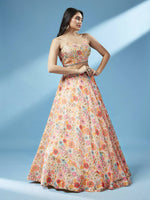 Thumbnail for House of Panchhi Orange Organza Floral Printed Lehenga choli & Dupatta - Distacart