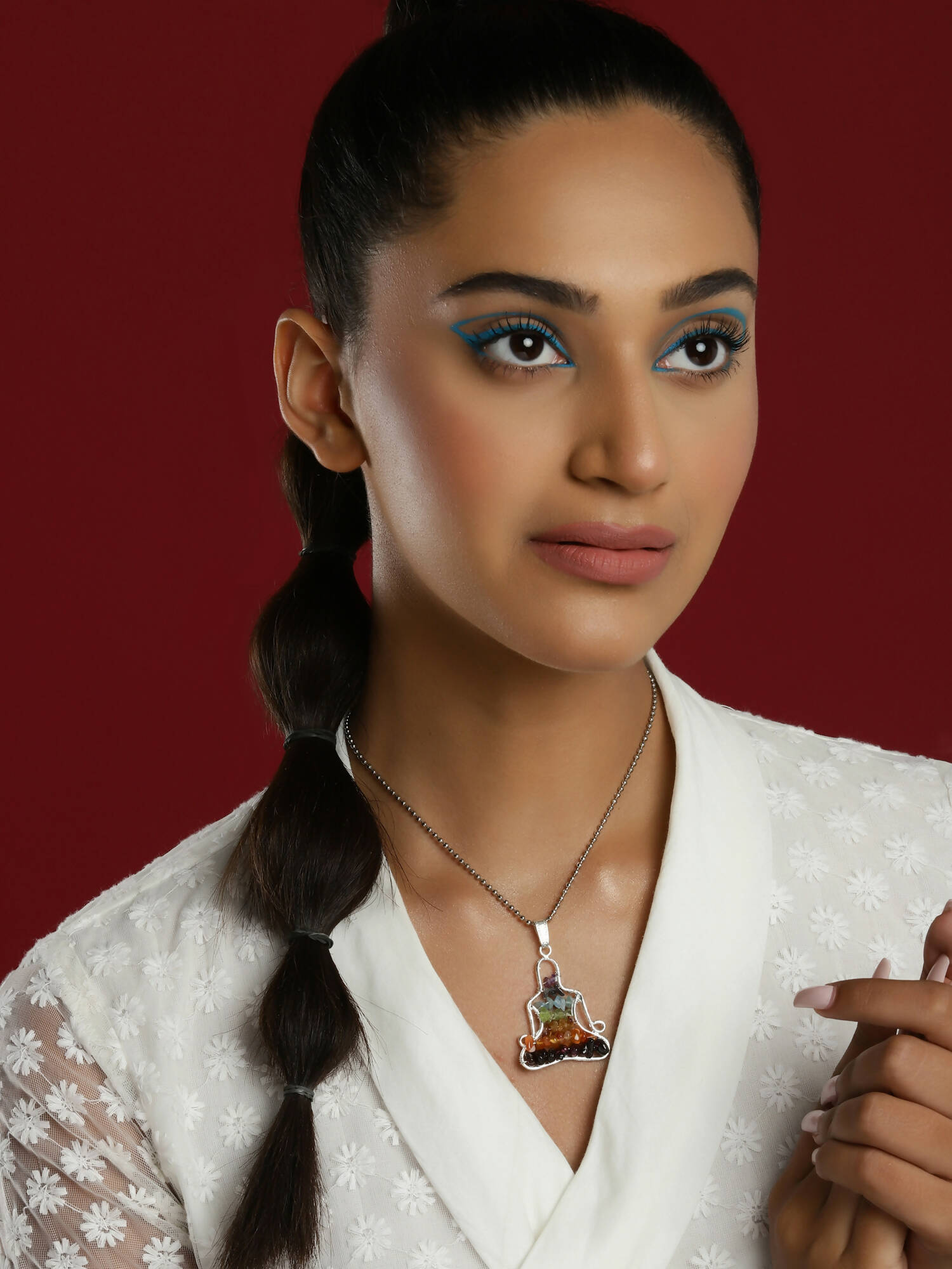 Women's Silver-Toned Blue Silver-Plated Handcrafted Chain - Ruby Raang - Distacart