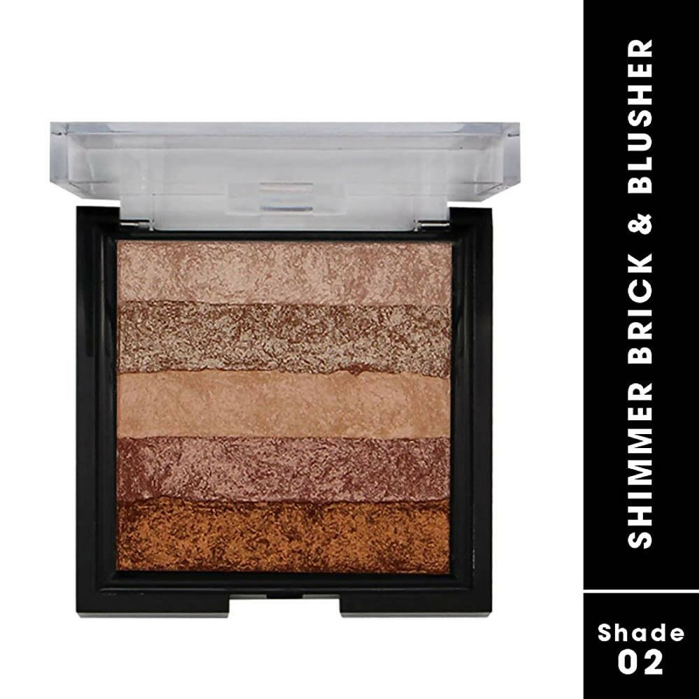 Fashion Colour Shimmer Brick & Blusher 2 in 1 Glow Bronzer Powder-Shade 02 (Medium To Dark) - Distacart