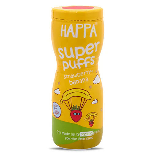 Happa Multigrain Strawberry & Banana Melts Super Puffs (8 Months+) - Distacart