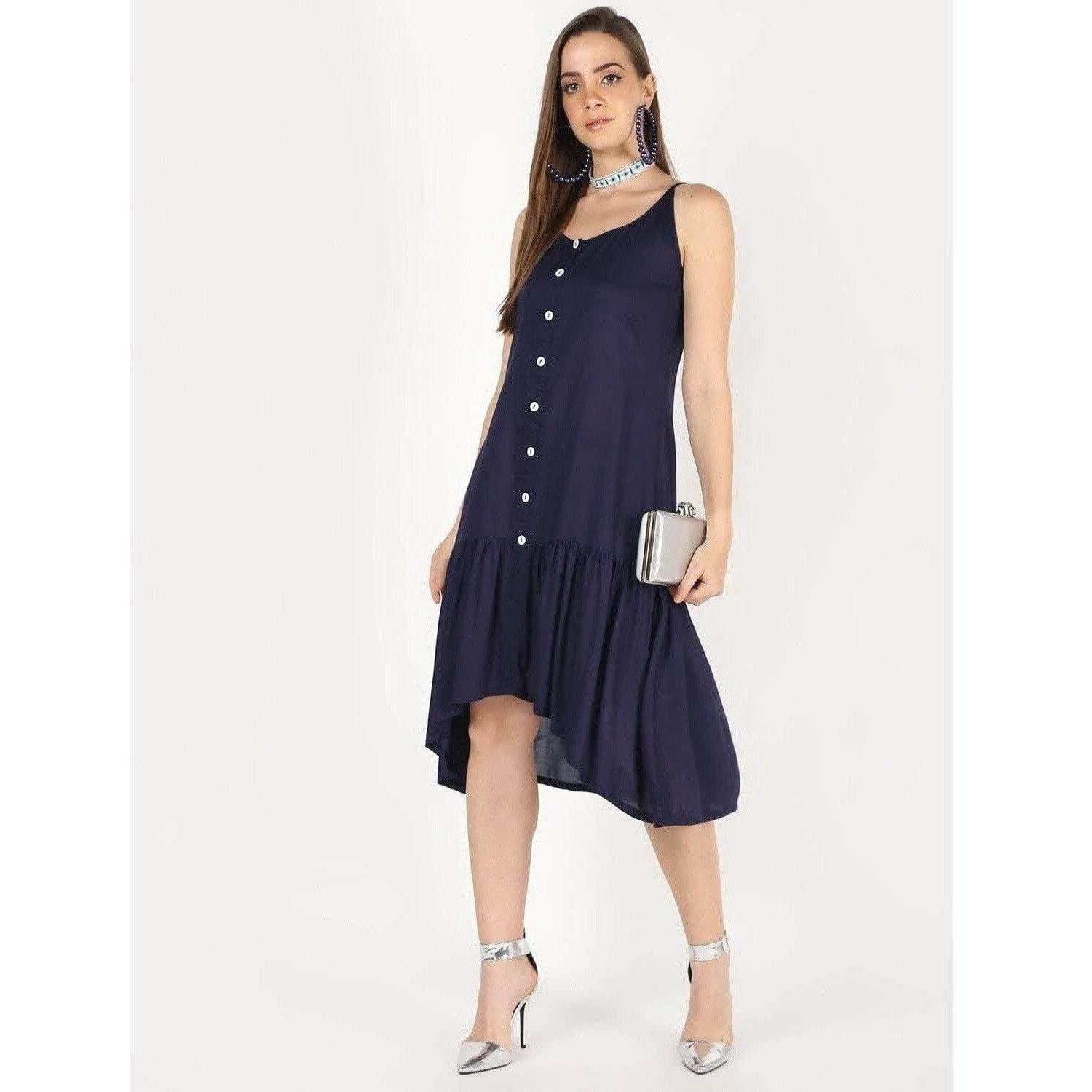 Cheera High Low Front Buttaning Dress