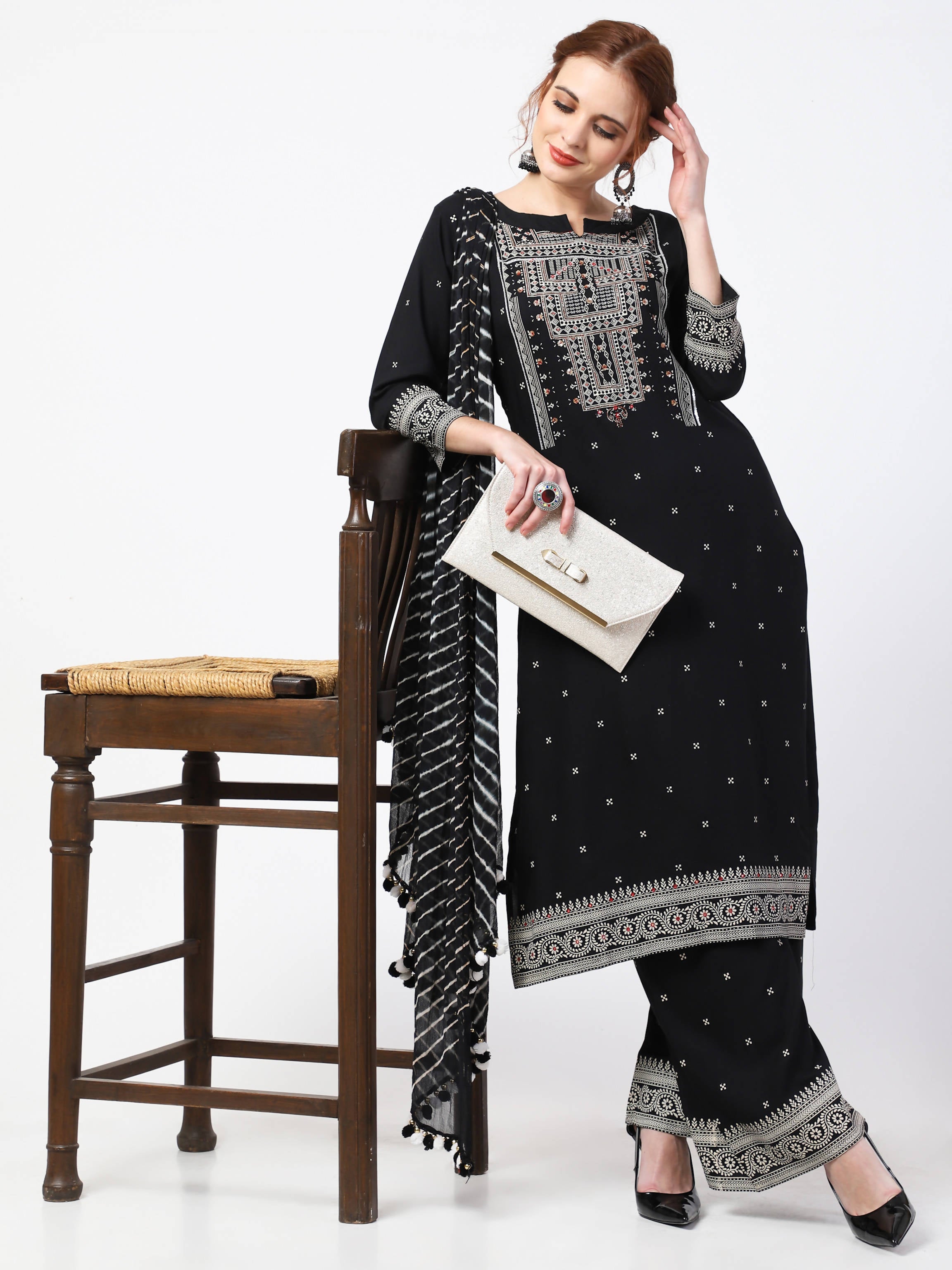 Cheera Kurta Palazzo With Leheria Dupatta set (CH105KPD) - Distacart