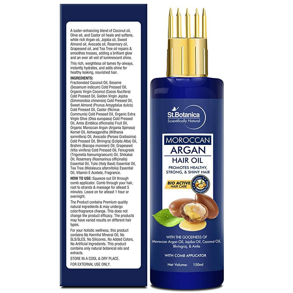 St.Botanica Moroccan Argan Hair Oil With Comb Applicator - Distacart