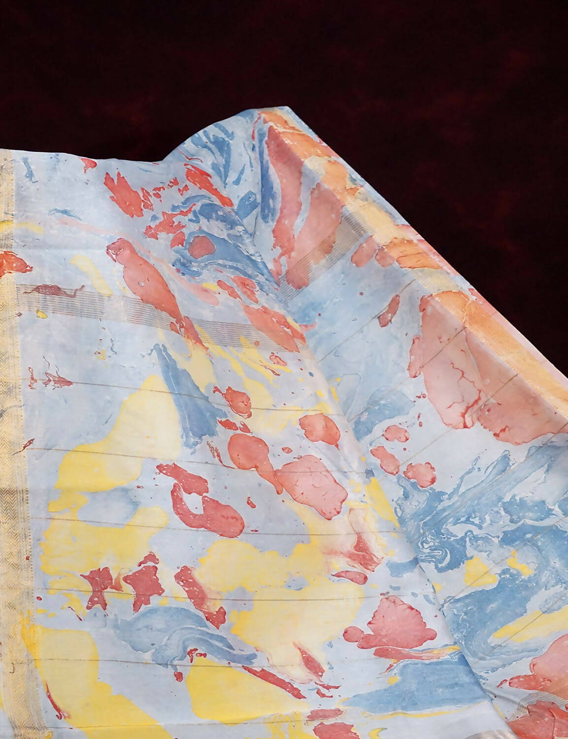 Shades Of Cloud Blue And Rust Printed Chanderi Saree For Regular/Office Wear By Gayathri Reddy Designer Studio - Distacart