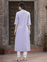 Thumbnail for Juniper Women`s Lilac Cotton Flex Solid A-Line Kurta - Distacart
