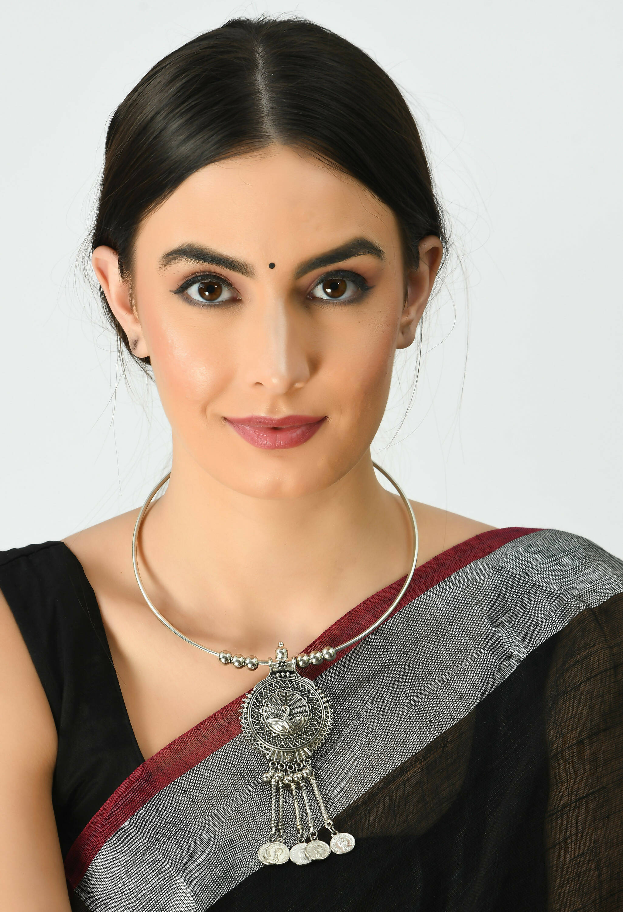Mominos Fashion Johar Kamal Oxidised Silver-Plated Hasli Design Necklace Choker For Women - Distacart