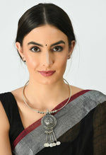 Thumbnail for Mominos Fashion Johar Kamal Oxidised Silver-Plated Hasli Design Necklace Choker For Women - Distacart