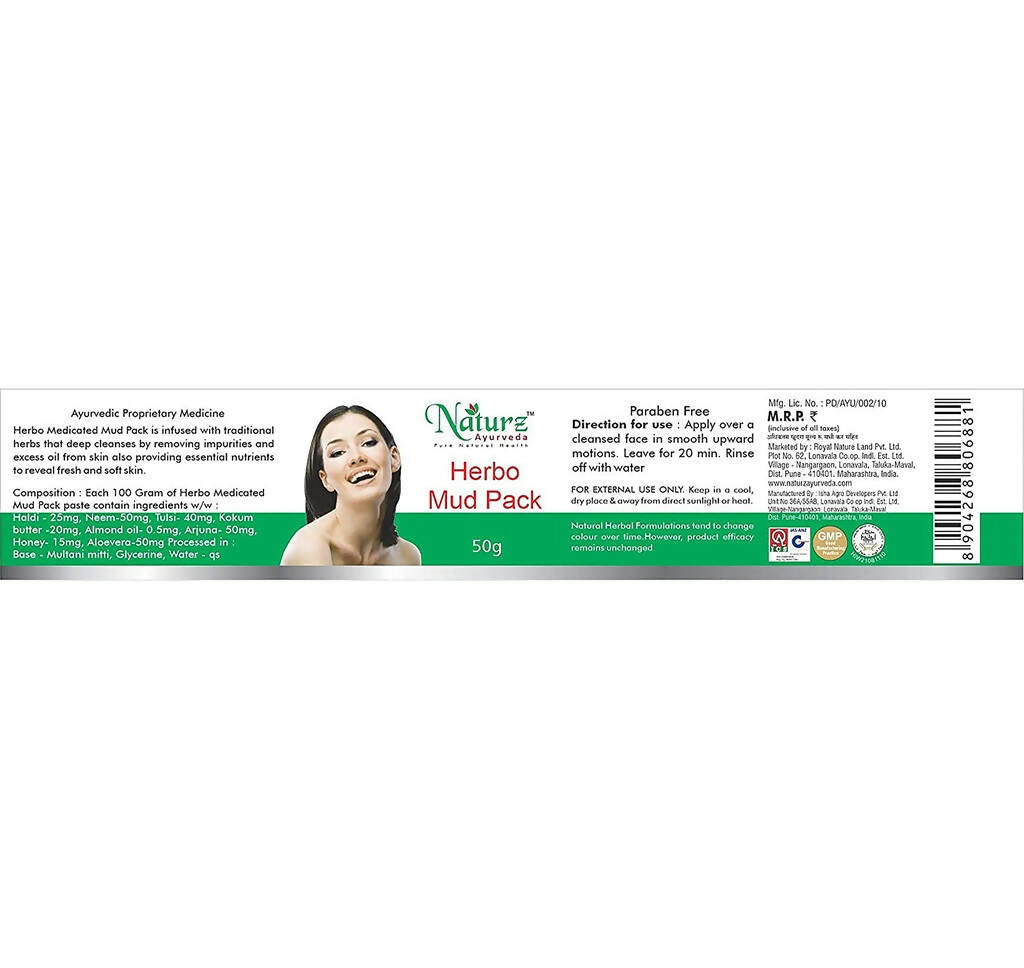 Naturz Ayurveda Herbo Mud Pack - Distacart
