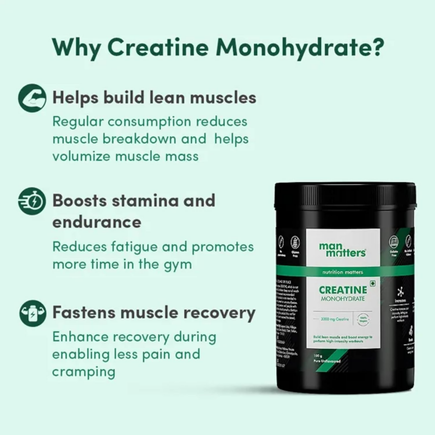 Man Matters Creatine Monohydrate Powder - Distacart