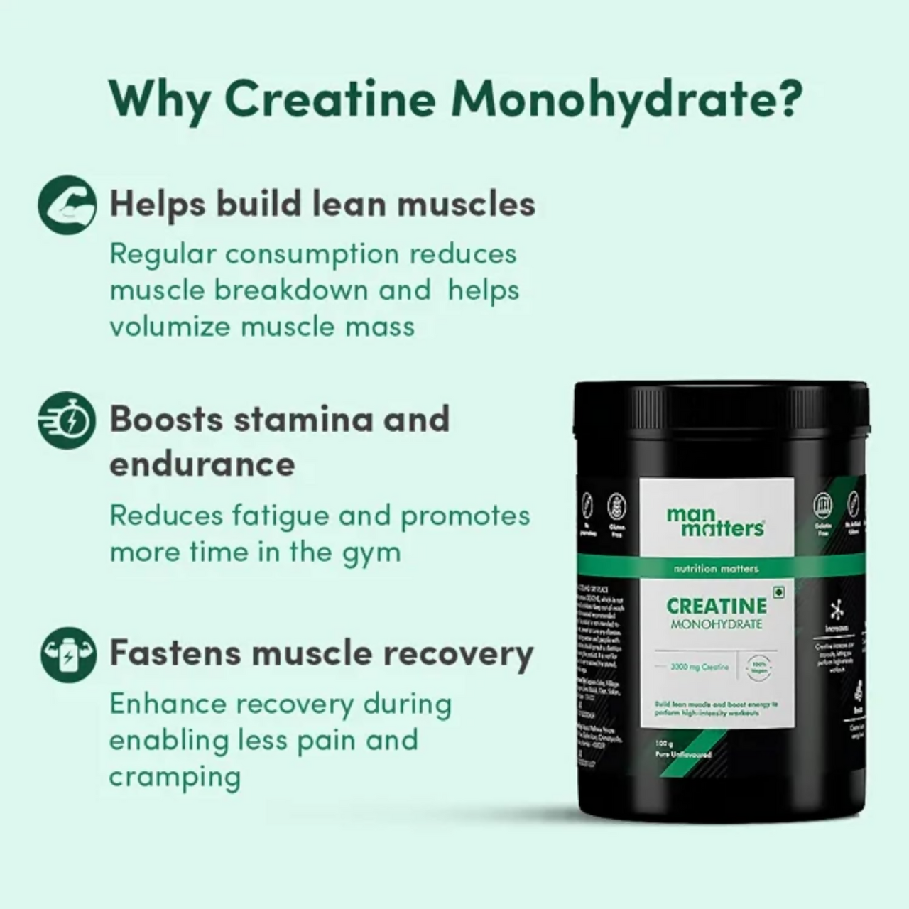 Man Matters Creatine Monohydrate Powder - Distacart