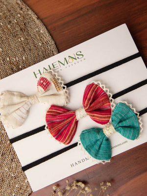 Halemons White Baby Girl Toddler Handmade Bow Hair Bands Pack of 3 - Distacart
