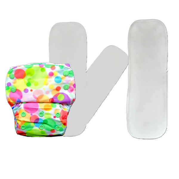 Kindermum Nano Pro Aio Cloth Diaper (With 2 Organic Inserts And Power Booster)-Polka For Kids - Distacart