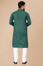 Thumbnail for Men's Green Striped Cotton Kurta - Mahotsav - Distacart