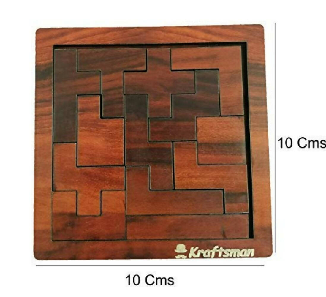 Kraftsman Portable Wooden Hexagon Puzzle | 11 Pieces Puzzle for Kids and Adults | Travel Pouch Included - Distacart