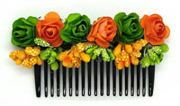 Thumbnail for Green & Orange Flower Hair Comb