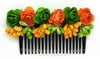 Green & Orange Flower Hair Comb