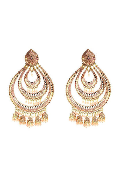 Tehzeeb Creations Badami Colour Earrings With Pearl