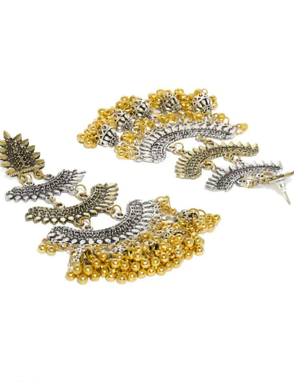 Mominos Fashion Beautiful Silver & Gold Earrings with Jhumkas Design - Distacart