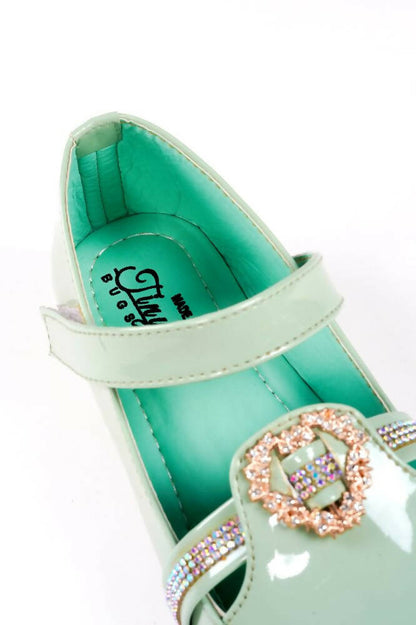 Tiny Bugs Girls Party Wear Velcro Ballerinas - Green - Distacart