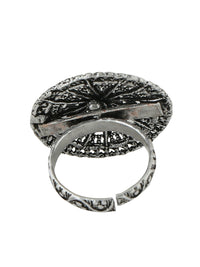 Thumbnail for NVR Women's Oxidised Silver Plated Adjustable Finger Ring - Distacart