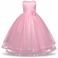 Thumbnail for Asmaani Baby Girl's Pink Color Satin A-Line Maxi Full Length Dress (AS-DRESS_22063) - Distacart