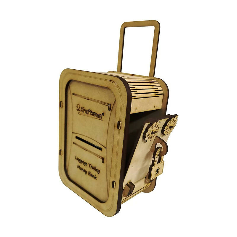 Kraftsman Wooden Money Safe Luggage Trolley Style | Made In India - Distacart