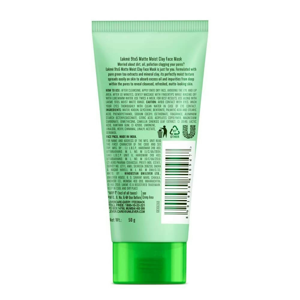 Lakme 9to5 Matte Moist Clay Face Mask - Distacart