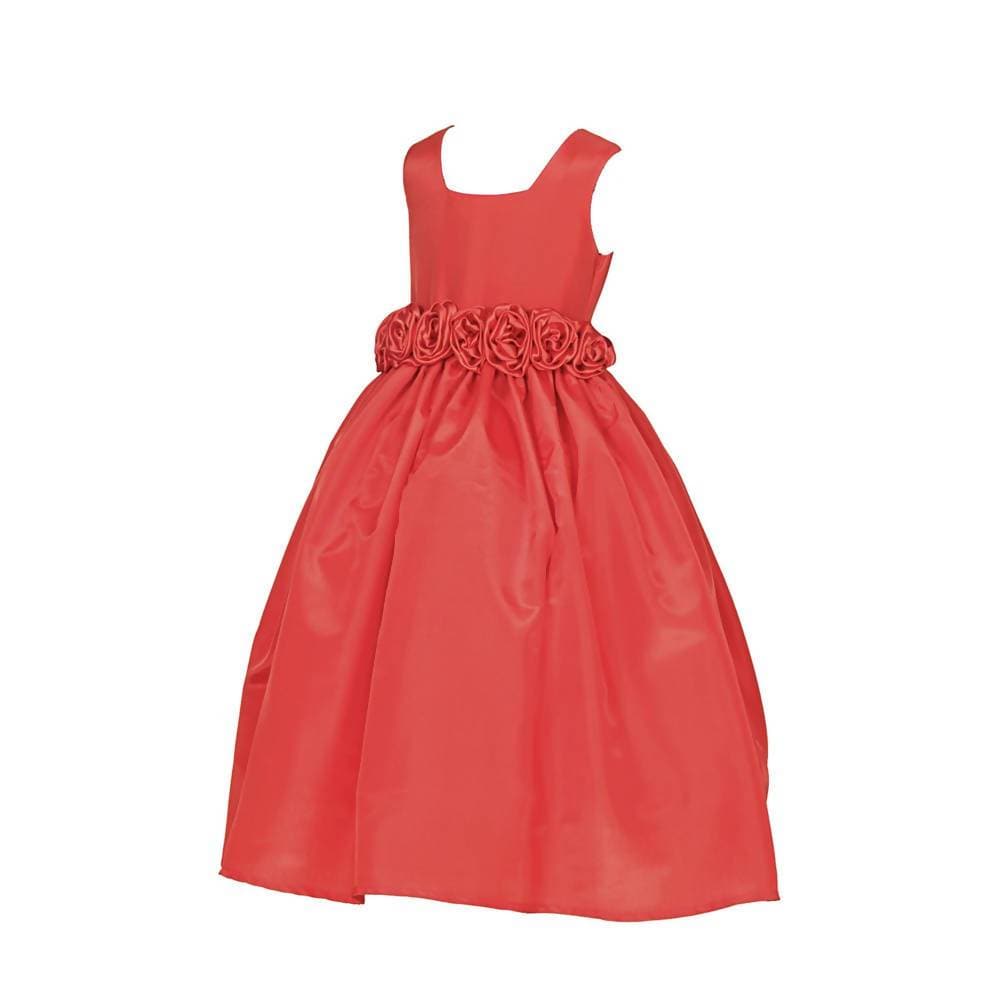 Asmaani Baby Girl's Red Color Satin A-Line Maxi Full Length Dress (AS-DRESS_22011) - Distacart