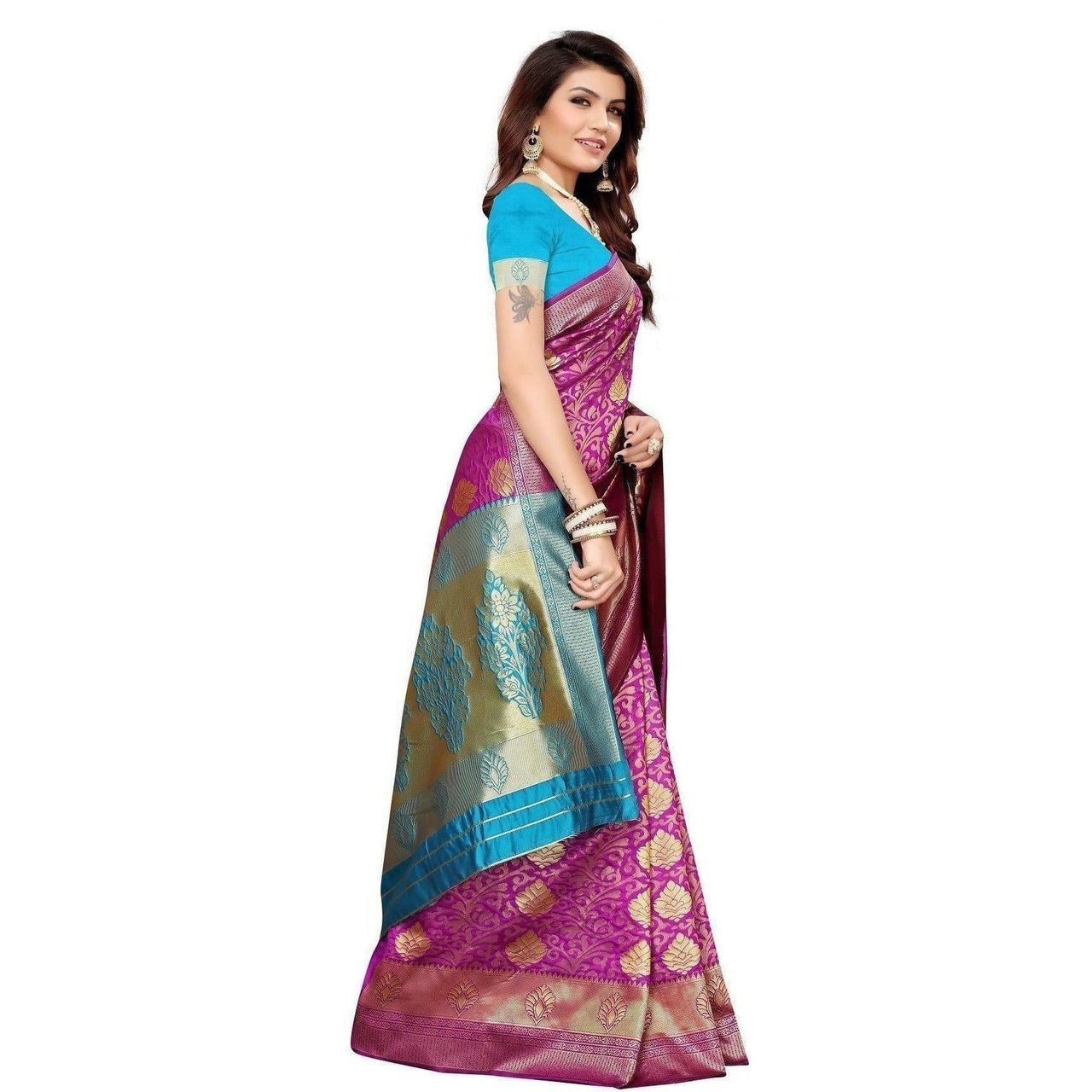 Vamika Banarasi Jaquard Purple Weaving Saree (BANARASI 07)