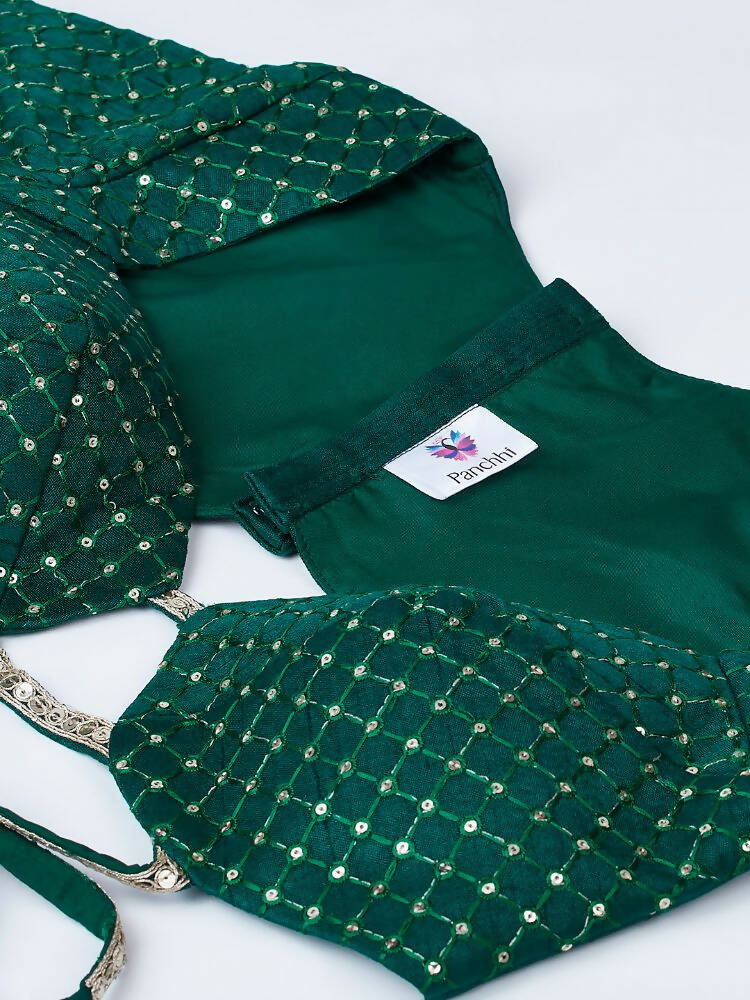 House of Panchhi Green Organza Siroski Stone Work Leheriya Print Lehenga Choli & Dupatta - Distacart