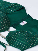 Thumbnail for House of Panchhi Green Organza Siroski Stone Work Leheriya Print Lehenga Choli & Dupatta - Distacart
