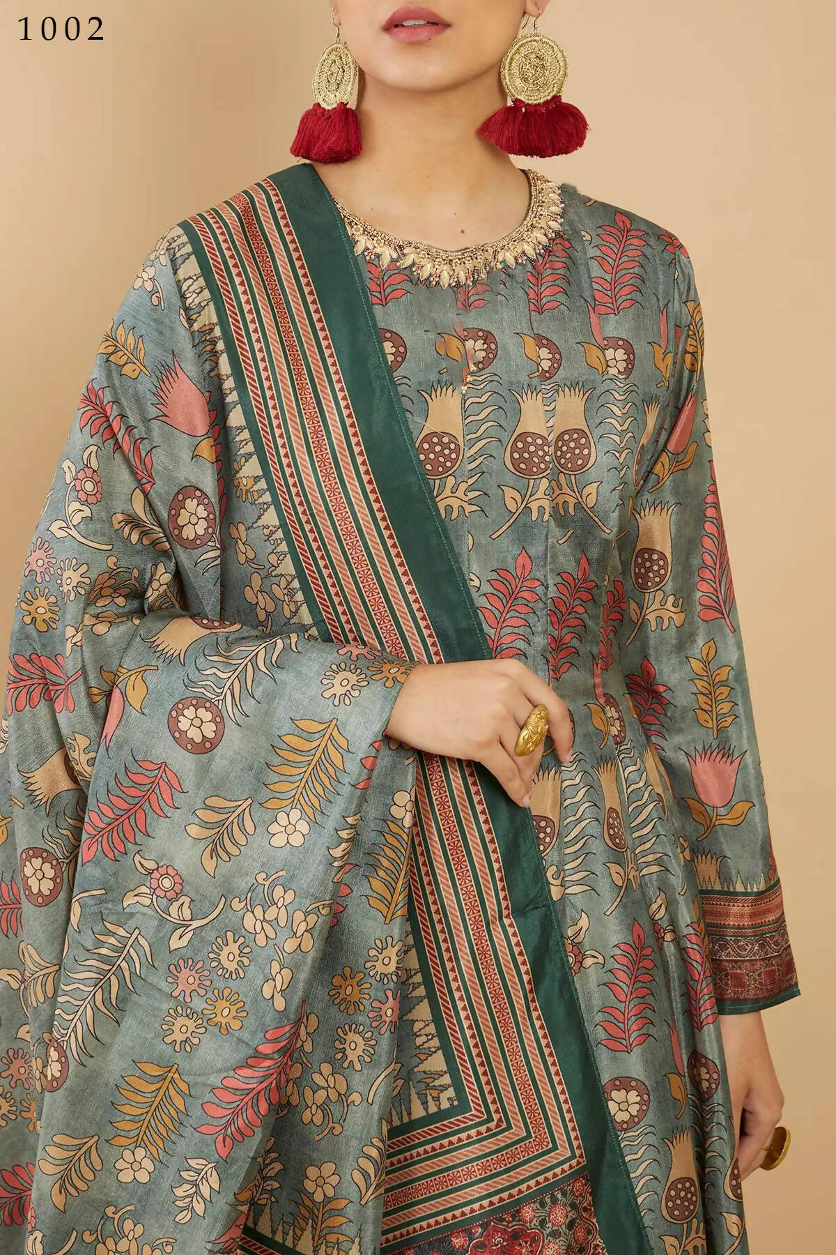 Women's Partywear Designer Green Soft Dola Silk Anarkali suit with Dupatta - Kalishta - Distacart
