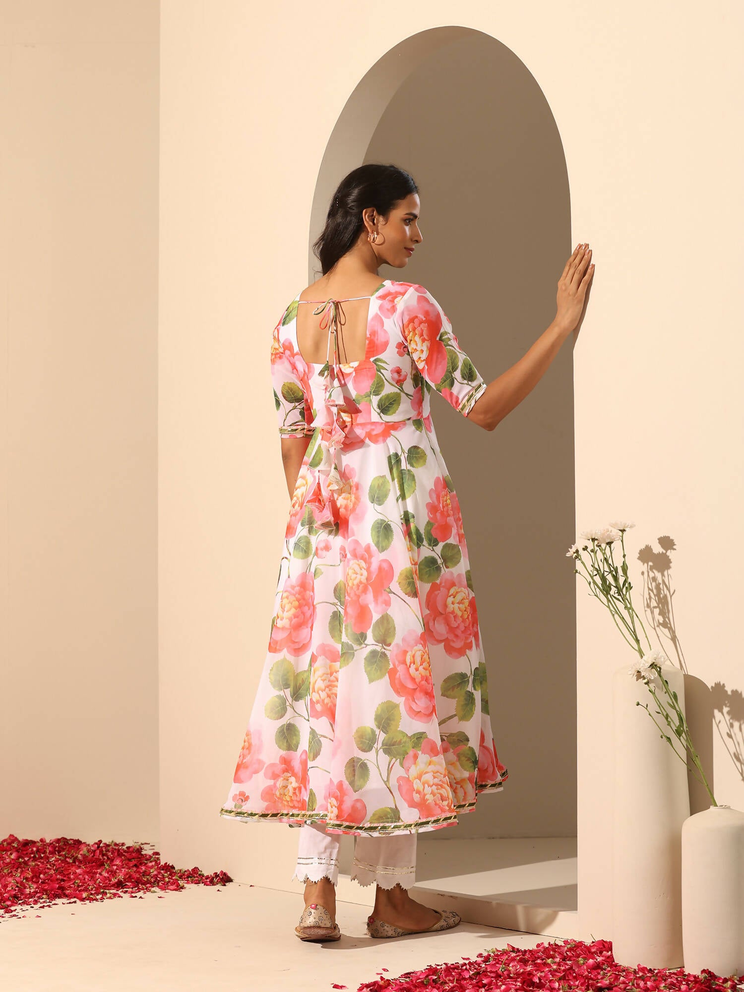 Pomcha Jaipur White Gul Noor Anarkali Set - Distacart