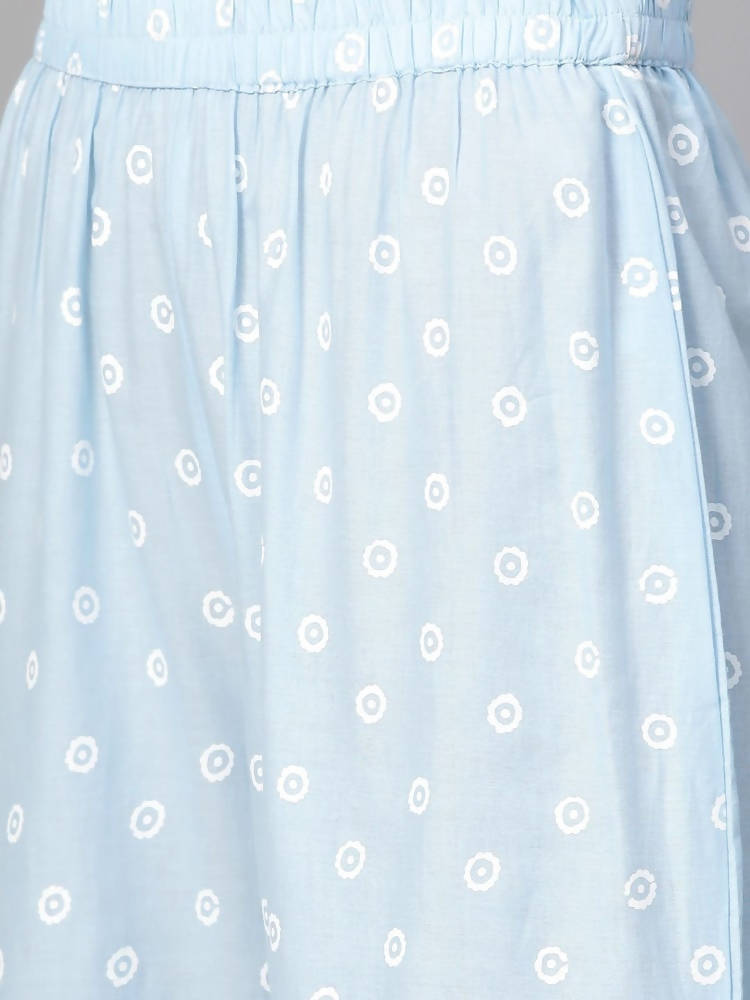 Yufta Women Blue & White Printed Kurta with Palazzo & Dupatta