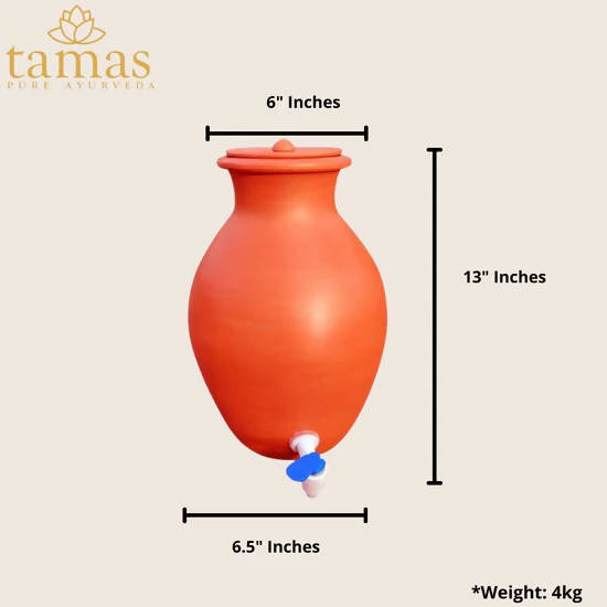 Tamas Handmade & Eco-Friendly Earthen Pot With Clay Lid & Tap - Distacart