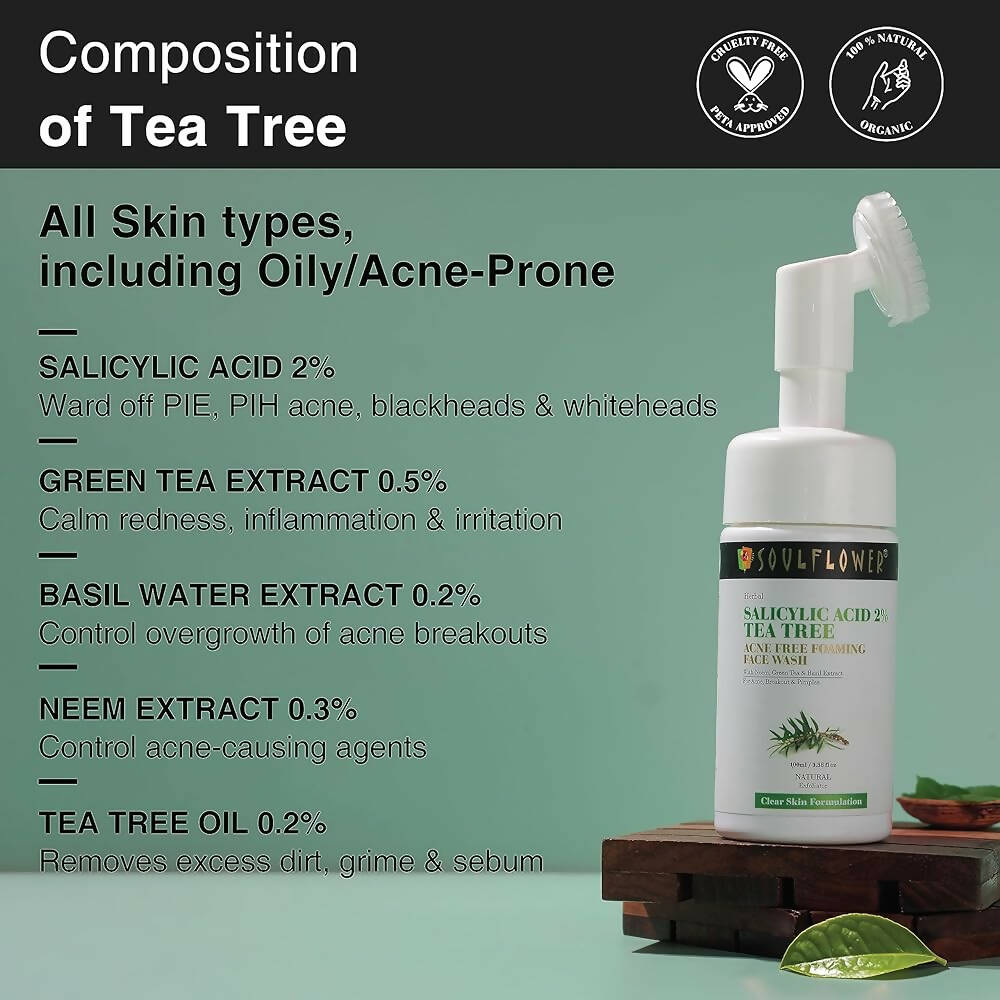 Soulflower 2% Salicylic Acid Acne Free Foaming Face Wash - Distacart