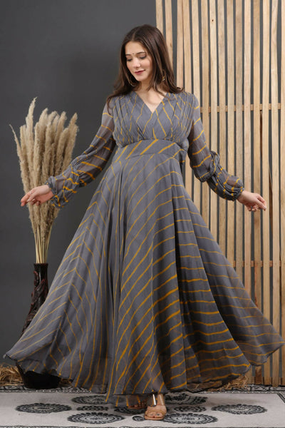 Women's Grey Leheriya Dress - Isya - Distacart