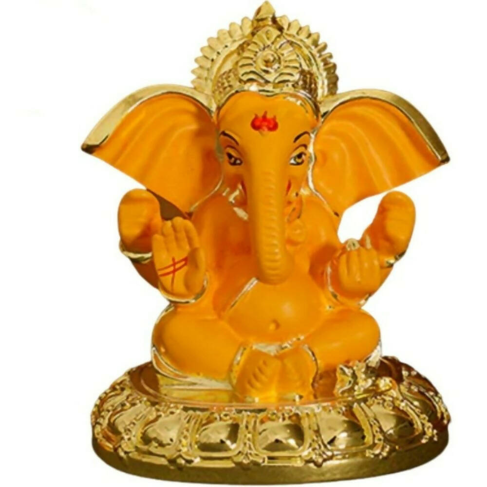 Tamas Gold Plated Gaj Karna Ganesh Idol Orange & gold Color - Distacart