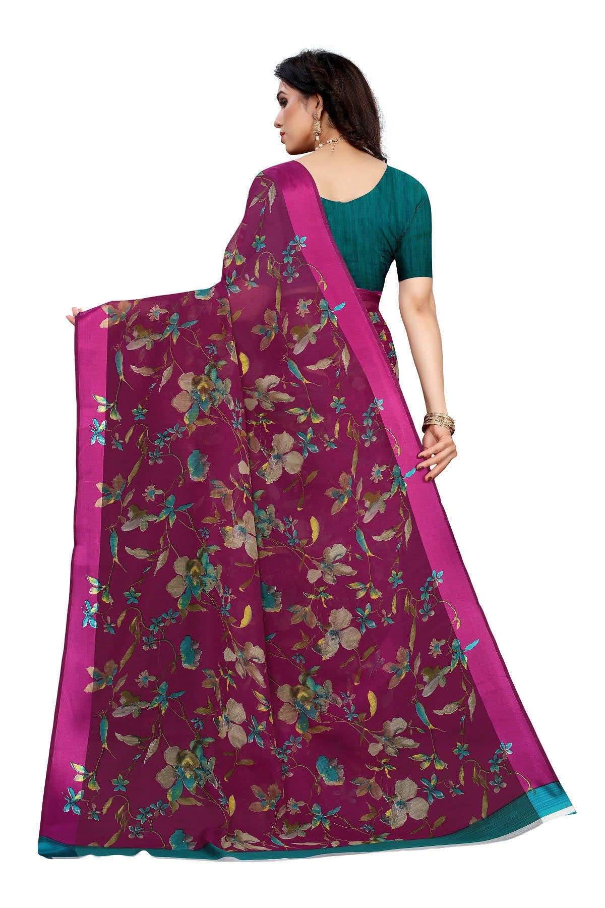 Vamika Purple Linen Satin Patta Saree (MANSI PURPLE) - Distacart